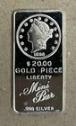 MINI BAR BRAND "TWENTY DOLLAR GOLD LIBERTY PIECE" .999 FINE SILVER 9.6 GRAM BAR