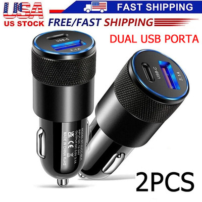 2PCS 30W Fast Charge USB PD Type-C Car Charger Adapter For iPhone17 16 15Pro Max