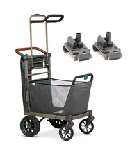 Foldable Beach Cart Bundle - Lightweight Foldable Wagon with Wheel Holders, U...