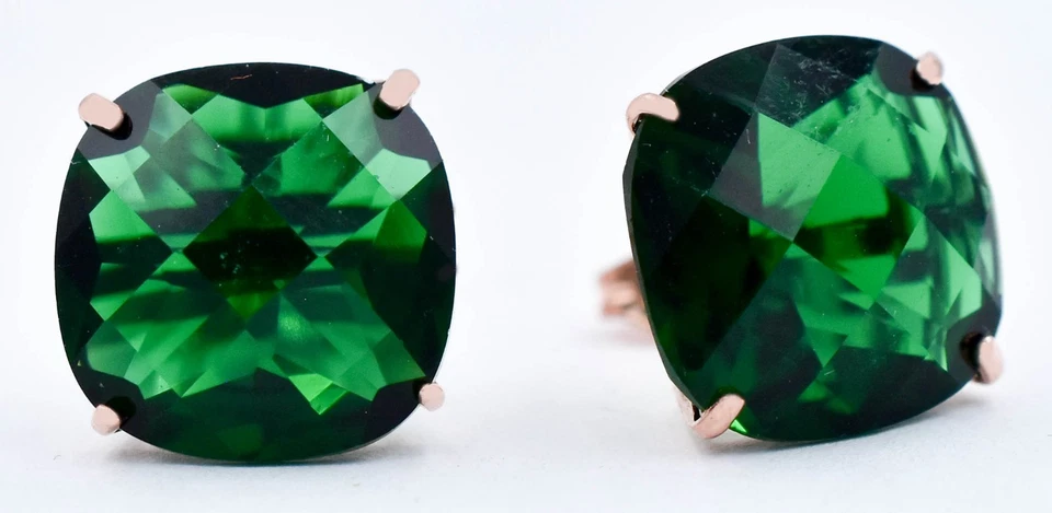 JUEGO DE PENDIENTES Y COLGANTES ESMERALDA CREADA 20,78 Cts ORO ROSA MACIZO 14k - Nuevo con etiquetas Foto 3 de 4