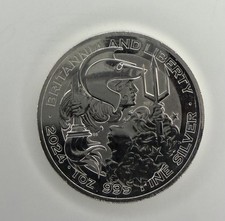 Royal Mint 2024 UK Britannia and Liberty 1 oz .999 Fine Silver Bullion Coin.