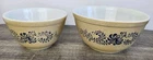 Vtg Pyrex Homestead Brown Blue 402 401 Mixing Bowls Grannycore USA Set Of 2