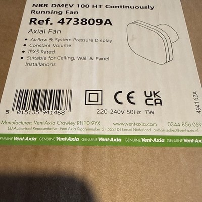 Vent Axia 473809A Lo-Carbon Dauerlauf dMEV Axial Absaugventilator Humidistat