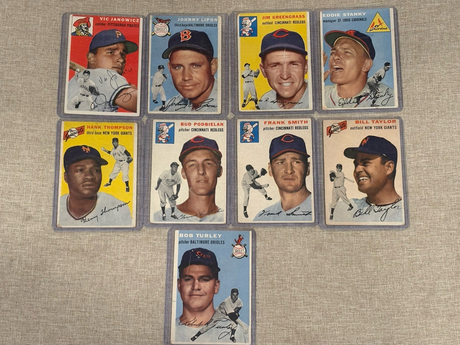 1954 Topps Baseball 9 Card Lot (0-100) Good Condition