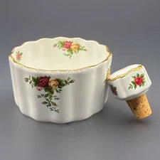 ROYAL  ALBERT OLD COUNTRY ROSES WINE COASTER & CORK BOTTLE STOPPER Rare HTF