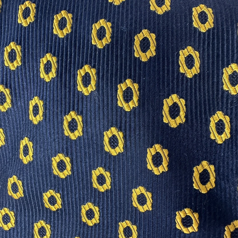 Corbata Giorgio Armani 100% Seda Diseñador ITALIA Diseño Azul Marino y Dorado Foto 3 de 4