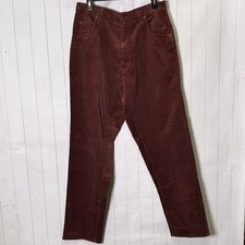 Vintage 90s Dark Maroon Brown 100 Cotton Straight Leg Corduroy Hipster Pants 14