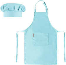 Kids Apron and Chef Hat Set-Adjustable Child Apron for Boys and Girls