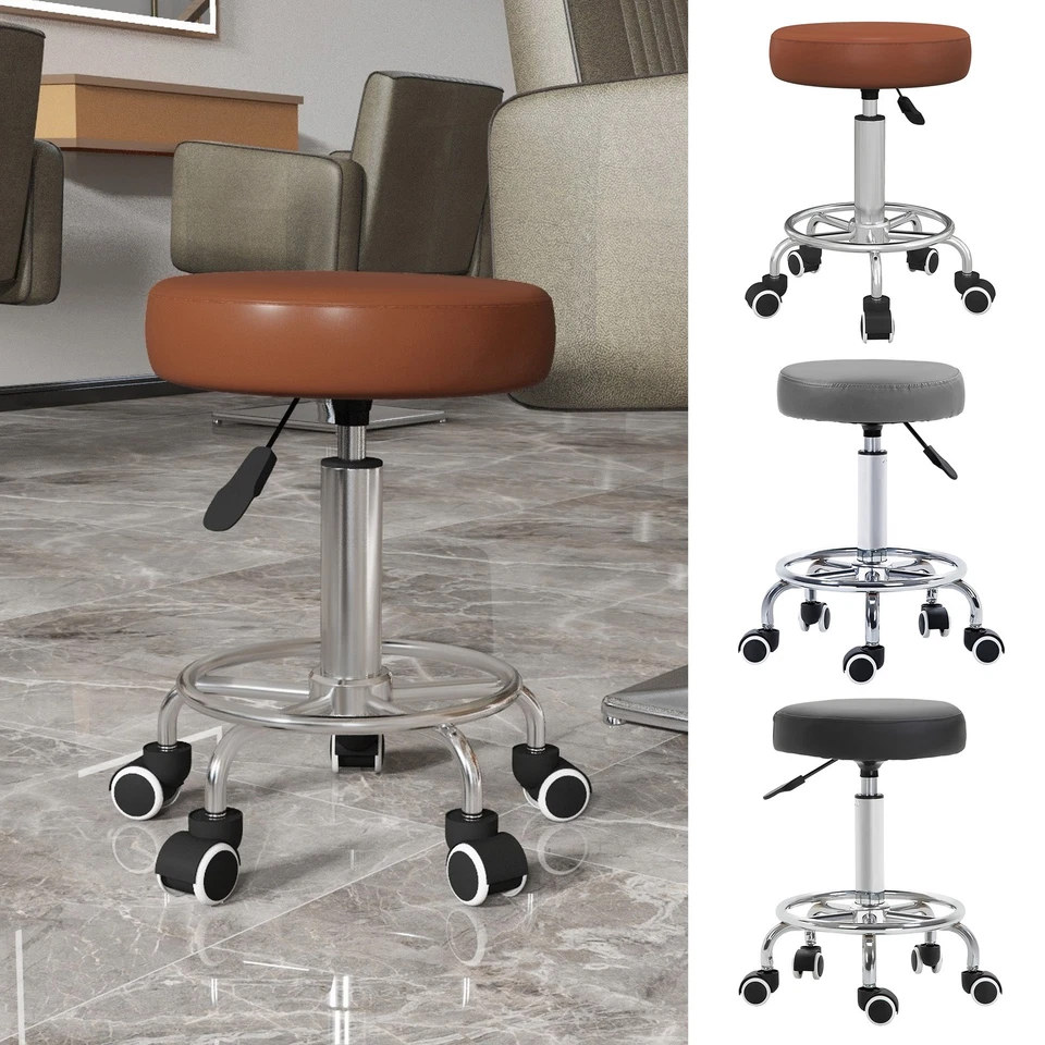 VINSETTO Runder PU Leder Salon Arbeiten Kosmetiker Hocker Höhenverstellbar