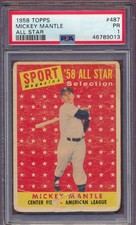 1958 Topps Mickey Mantle All-Star #487 PSA 1 HOF!!