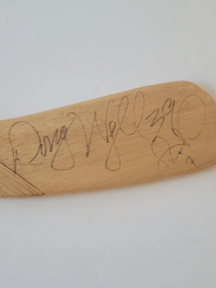 Mini palo de hockey vintage Edmonton Oilers firmado Doug Weight y Jason Arnott años 90 Foto 2 de 4