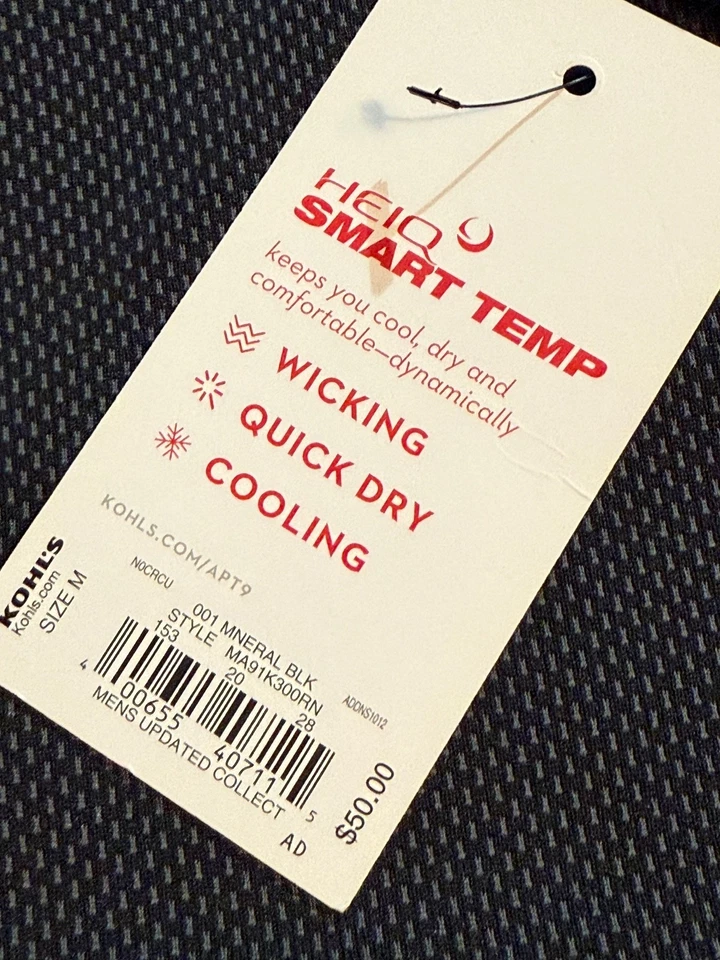 Apt. masculino Pulôver 9 1/4 zíper Smart Temp atlético preto médio novo com etiquetas $50 - Imagem 4 de 4