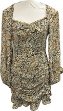 NWT ASTR The Label Mini Dress Black Yellow Floral Size Med