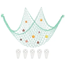 Decorative Fishing Net 40"x80" Fish Net DECOR with Shell Light Green