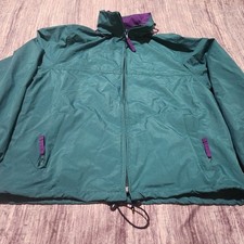 LL Bean 90's Kids Teal Blue Purple Lightweight Windbreaker Jacket Size L 14-16 