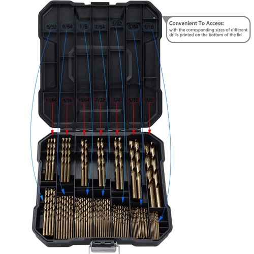 Cobalt Drill Bit Set for Hardened Metal and Stainless Steel, 99Pcs M35 ...