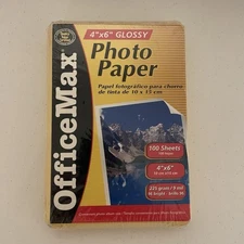 Office Max 4x6 Glossy Photo Paper 100 Sheets 225gsm 96 Bright NEW in Box