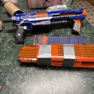 NERF N Strike Elite Rampage Dart Blaster Blue/Orange w/ 18 Dart Drum (98697)