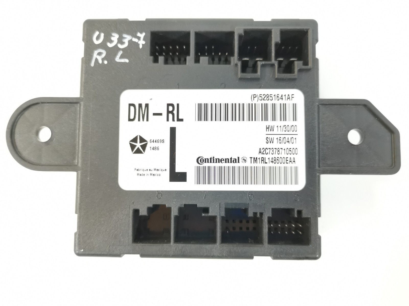 Maserati Levante 3.0 L 2017 Rear Left Door Control Module 52851641AF OEM