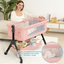 3in1 Baby Bassinet Bedside Sleeper Portable Baby Crib Bassinets with Swing Mode