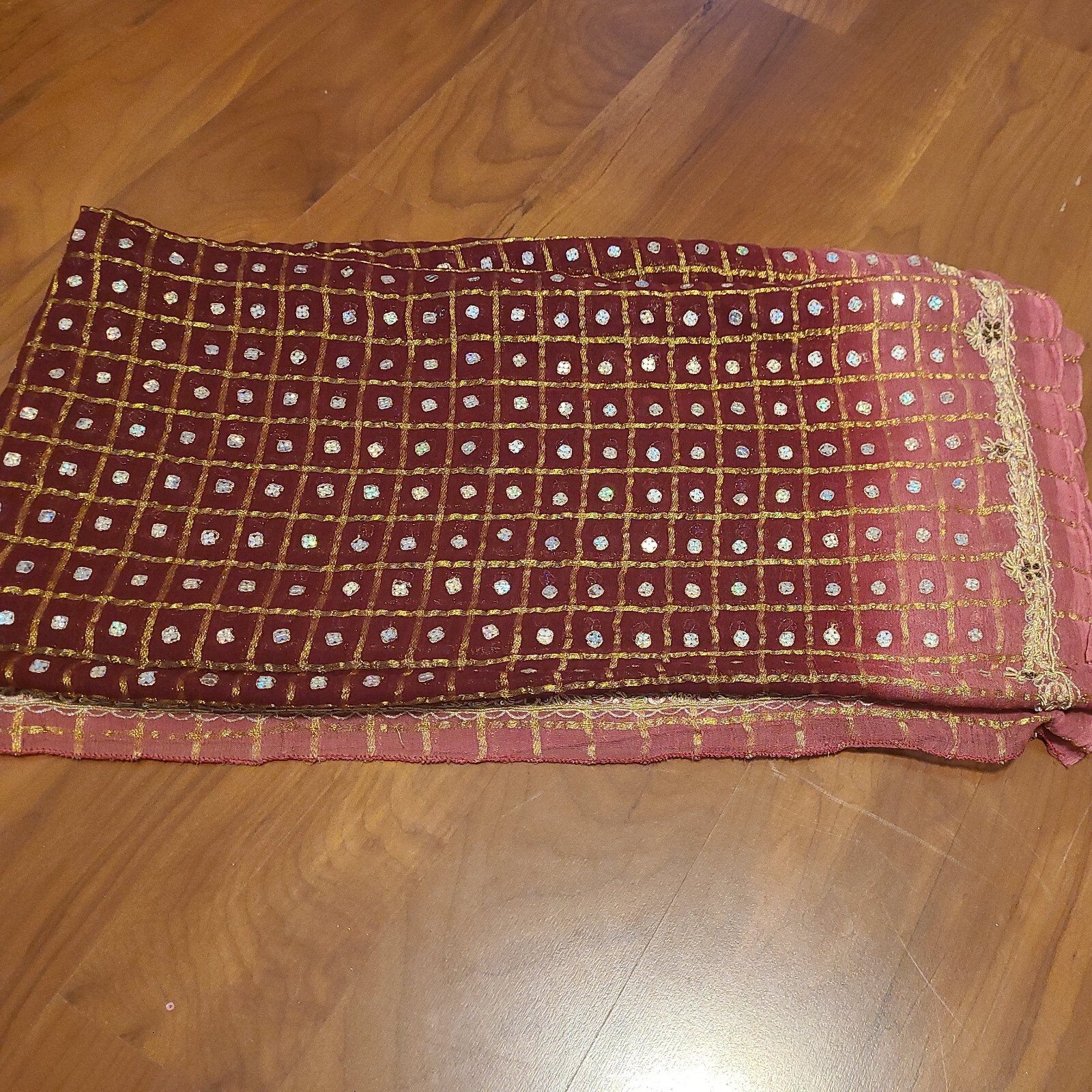 2.20 yards of printed Chiffon width 46 in dark red/ coral. eBay