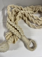 Vintage Macrame Plant Pot Hanger Double 60  Mid Century Boho Style Cream Color