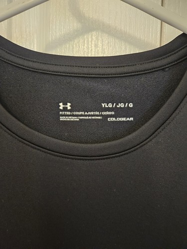 UNDER ARMOUR Coldgear Armour Black Long Sleeve CREW SHIRT Girls Size Large - Picture 4 of 6