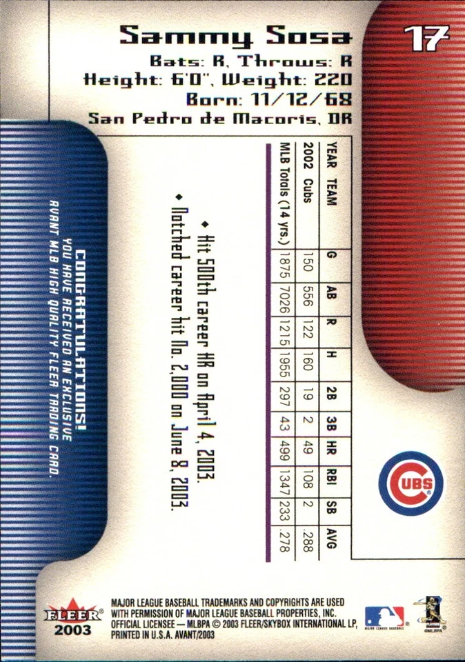 2003 Fleer AVANT Base Commons Stars ⚾ YOU PICK YOUR FAVS ⚾ MLB BASEBALL CARDS - Image 2 of 4