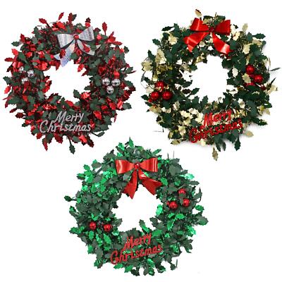 Weihnachten Stechpalme Lametta Kranz Dekoration 25 cm - Farbe wählbar