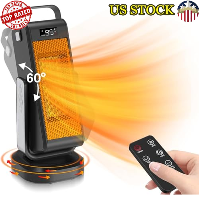 Calentador de Espacio Eléctrico Portátil para Habitación Grande con 3D Oscilante 4 Modos Hogar