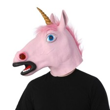 Unicorn Latex Mask Full Head Fancy Dress Party Animal Party Costume Stag