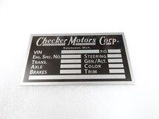 DATA PLATE FOR VINTAGE CHECKER MOTORS CORP #V275-8