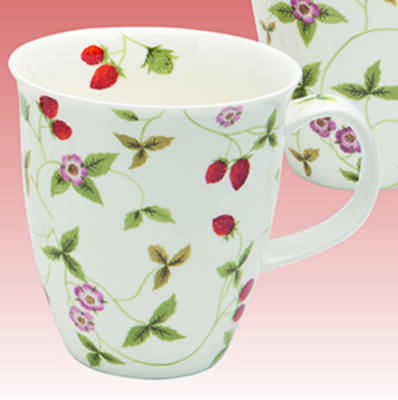Mirella Erdbeeren Teetasse Henkelbecher Kaffeebecher Porzellan 