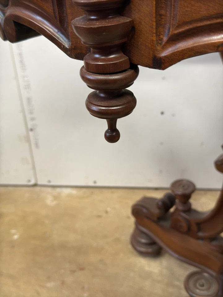 1870s Victorian marble top center table thomas brooks style antique black top - Image 3 of 4