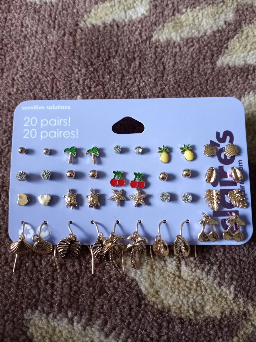 Claire s 20 Pairs Of Sensitive Solutions Pierced Earrings New eBay