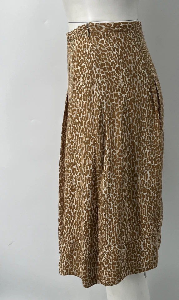 Falda Burberry Marrón Animal + Logo Estampado Seda Línea A Hasta la Rodilla talla 8 Foto 2 de 4