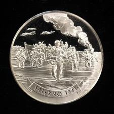 Salerno 1943 Commemorative .925 Sterling Silver Round in Hard Case