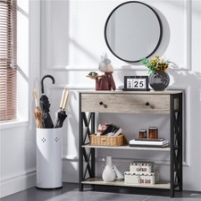 Image of Console Table with Drawer and 2 Open Storage Shelves for Living Room Hallway