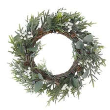 Artificial Christmas Wreath Decoration 45cm - Eucalyptus Wicker