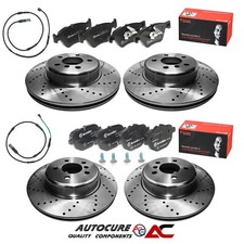 PER BMW SERIE 5 520D SPORT FORATO DISCHI ANTERIORI E POSTERIORI & SET PASTIGLIE BREMBO SENSORI