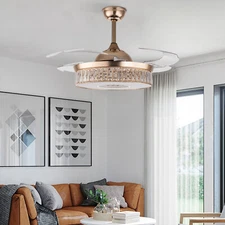 Ceiling Fan Light Ceiling Fan w/Light& Remote Control, Retractable Blades