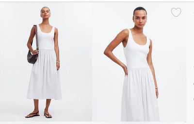 Madewell $110 Drop Waist Tank Midi Dress Lighthouse Size XS NQ613