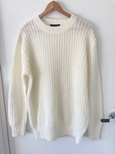 BRANDY MELVILLE-M/L-MOHAIR WOOL BLEND CREAM OVERSIZED KNIT SWEATER JUMPER - Picture 1 of 6