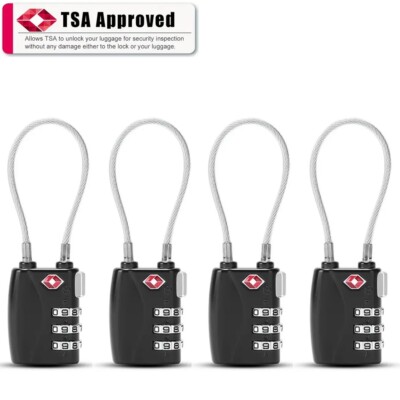 Fosmon TSA Approved Luggage Locks, Cable Suitcase Travel Lock, 3 Digit Long Shackle Combination Padlock, Wire Lock For Gym Locker, Backpack Anti Theft In Kenya | Luggage Locks - Foto 2