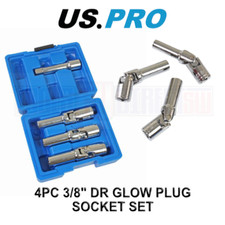 US PRO Tools 3pc Glow Plug Deep UJ Socket Set 8mm 10mm 12mm 3/8" Drive 5639