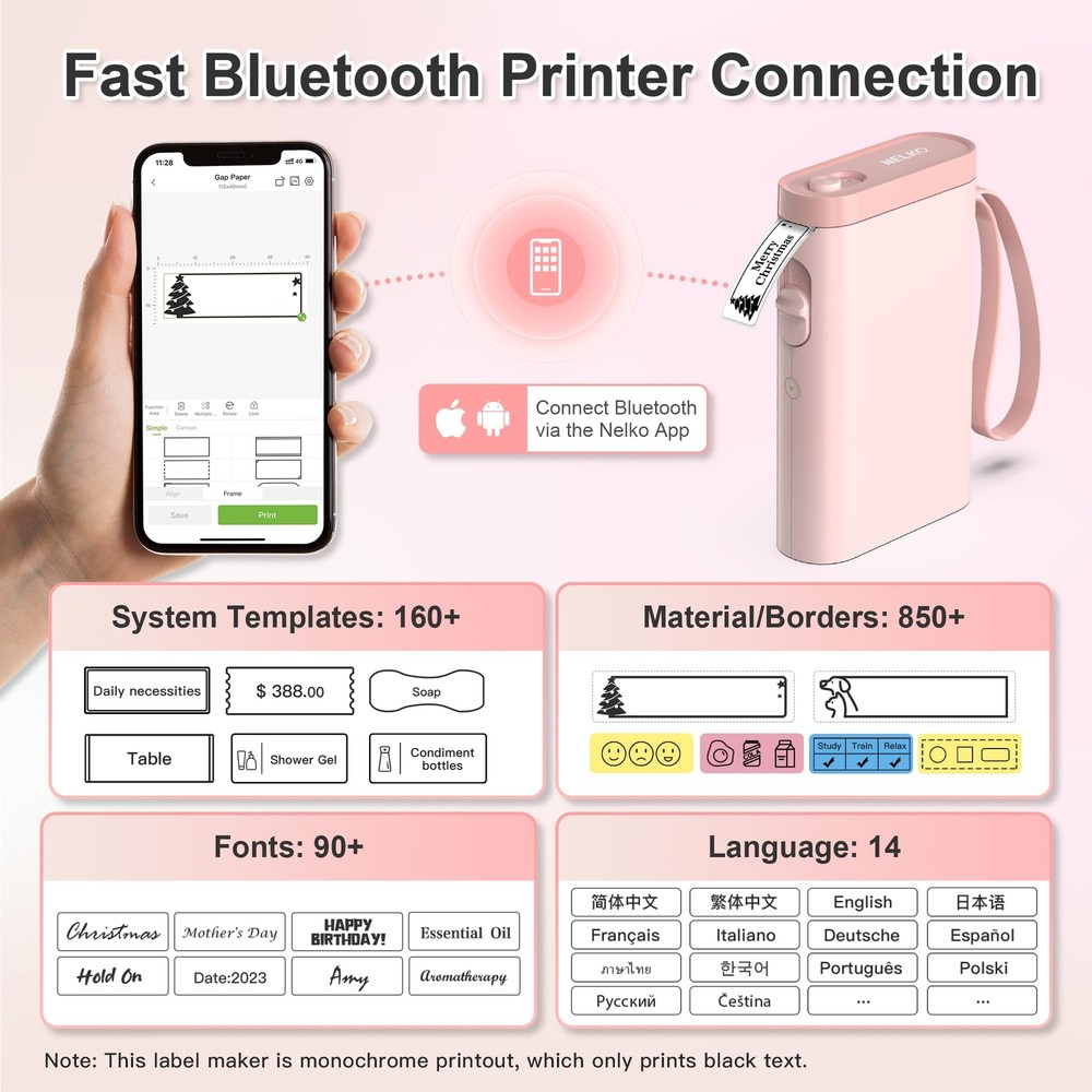 Bluetooth Label Maker Machine P21 with Wireless Mini Label Printer and Tape