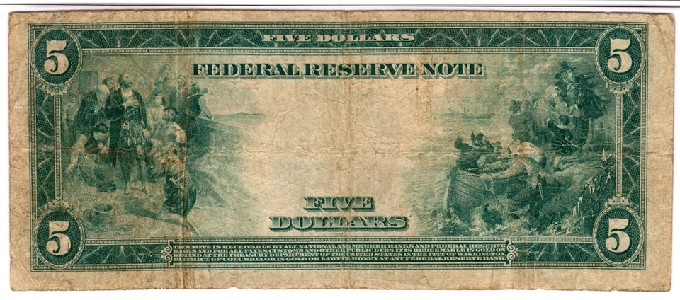 1914 $5 Federal Reserve Five Dollar Large Note - Kansas City - Fr#881 - PMG 15 - Image 4 of 4