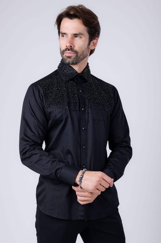 Barabas Men's Rhinestones Pearls Button Down Long Sleeve Shirts 4BR413 - Picture 27 of 105
