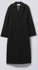 Weekday Delia Waisted Wool Blend Coat - Black Uk14