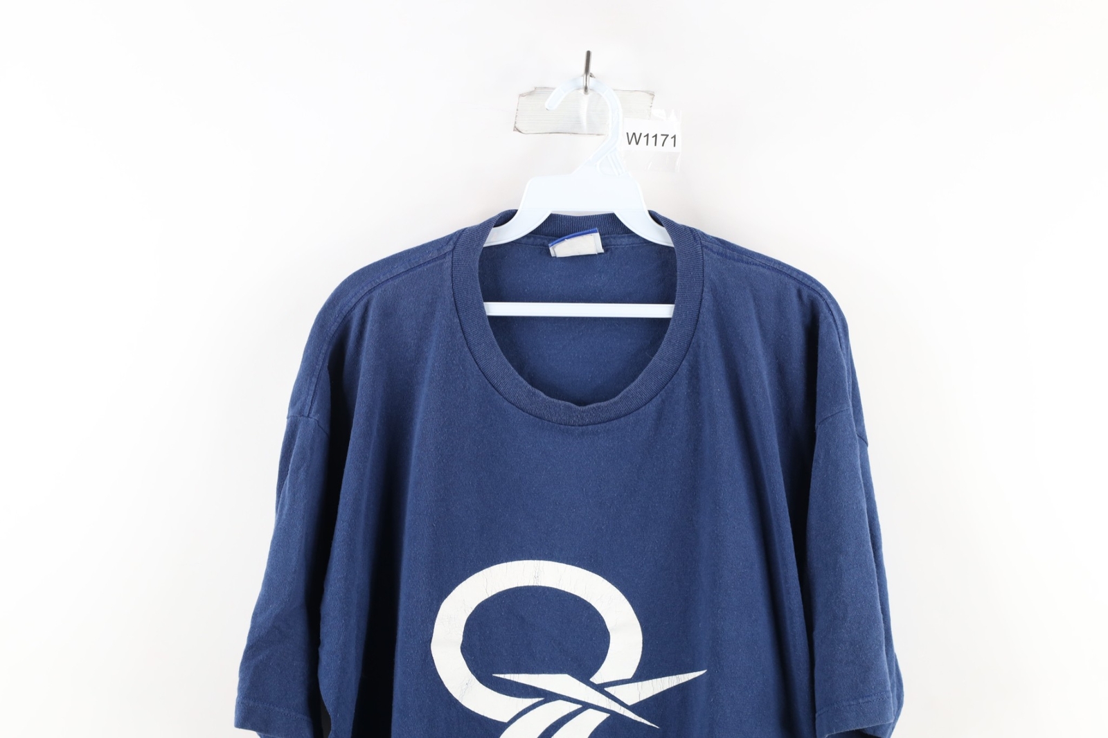 Vtg 90s Reebok Mens XL Distressed Allen Iverson The Question T-Shirt Blue USA thumbnail 2